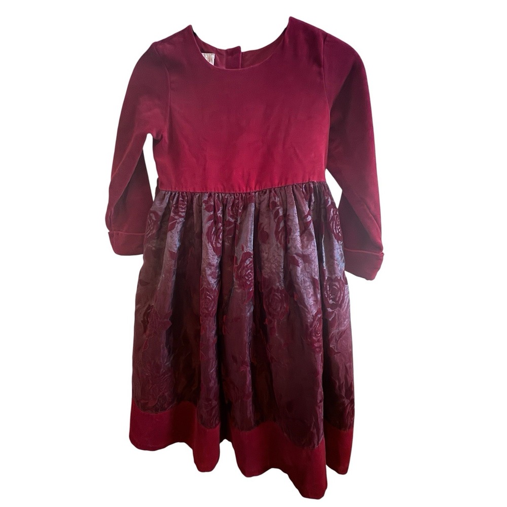 Laura Ashley Girls Red Velvet Bodice Burnout Rose Skirt Design 8 Years Holiday